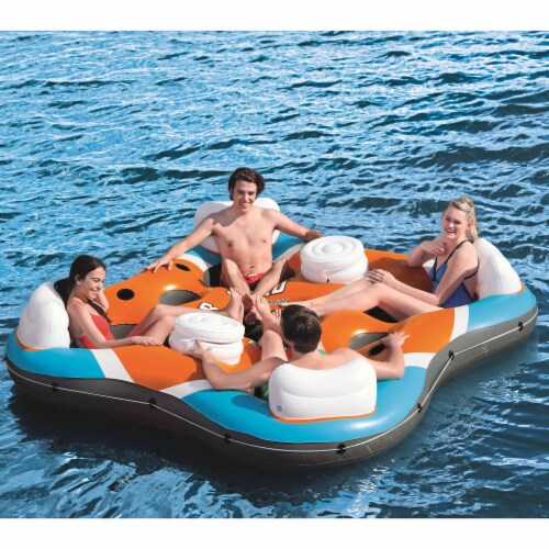 Bestway Hydro-Force Rapid Rider 4 Person Inflatable River Tube Lounger, Orange Perspective: back