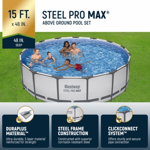 Bestway Steel Pro MAX 15 Foot by 48 Inches Round Above Ground Swimming Pool, 1 Piece Kroger