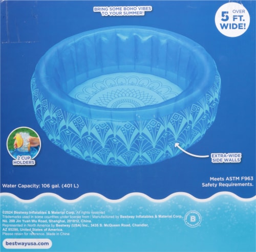 H2OGo! 66-Inch Diameter x 21 Inch Bohemian Blue™ Inflatable Pool Perspective: back