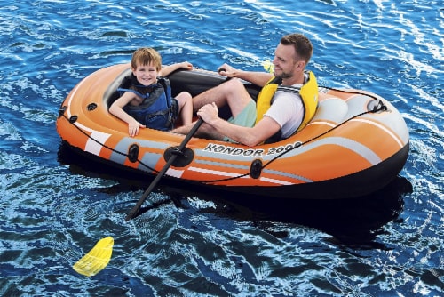 Bestway Kondor 2000 77 x 45 Inch Inflatable Raft Boat Set with Oars and Pump Perspective: back