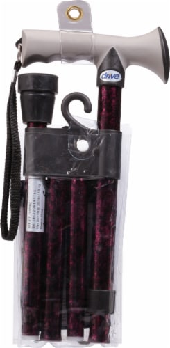Drive Medical Adjustable Lightweight Folding Cane with Gel Hand Grip, Red Crackle Perspective: back