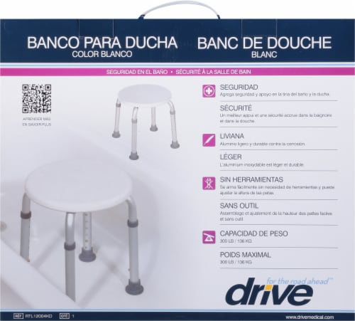 Drive™ Medical Shower Stool - White Perspective: back