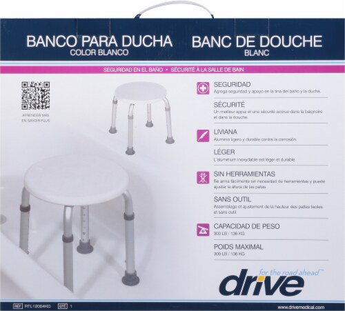 Drive™ Medical Shower Stool - White Perspective: back