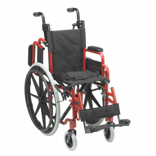 Pediatric Child Kid Size Wallaby Manual Wheelchair (12 , Fire Engine Red) Perspective: back