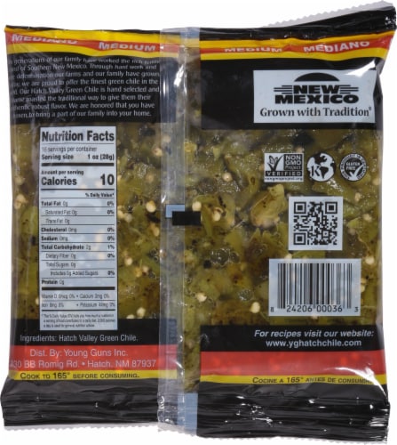 Young Guns Produce Medium Hot Hatch Green Chile Perspective: back