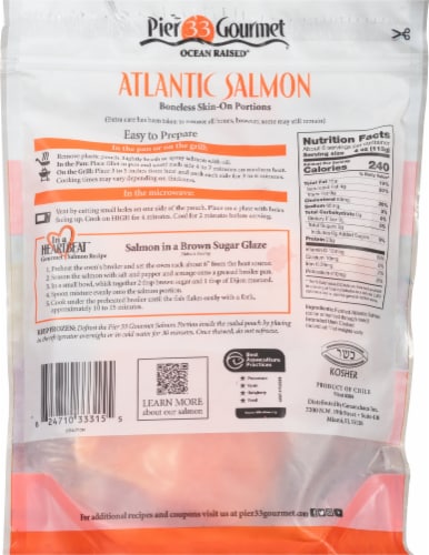 Pier 33 Gourmet Boneless Skin-On Farmed Atlantic Salmon Portions Perspective: back