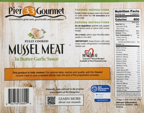 Pier 33 Gourmet® Mussel Meat in Butter Garlic Sauce Perspective: back