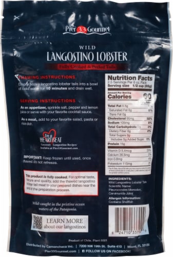 Pier 33 Gourmet Fully Cooked & Peeled Wild Langostino Lobster Tails Perspective: back
