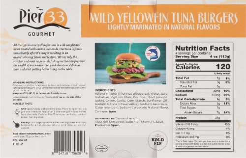Pier 33 Gourmet Wild Yellowfin Tuna Burgers Perspective: back