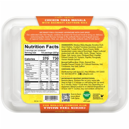 Cafe Spice® Chicken Tikka Masala with Basmati Saffron Rice Meal Perspective: back
