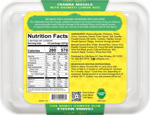 Cafe Spice® Channa Masala with Basmati Lemon Rice Meal Perspective: back