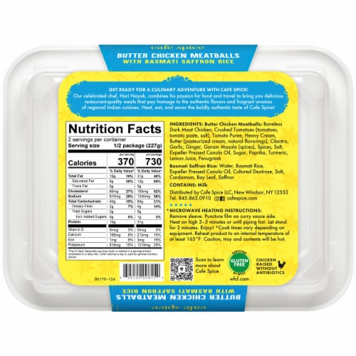 Café Spice® Butter Chicken Meatballs with Basmati Saffron Rice Perspective: back