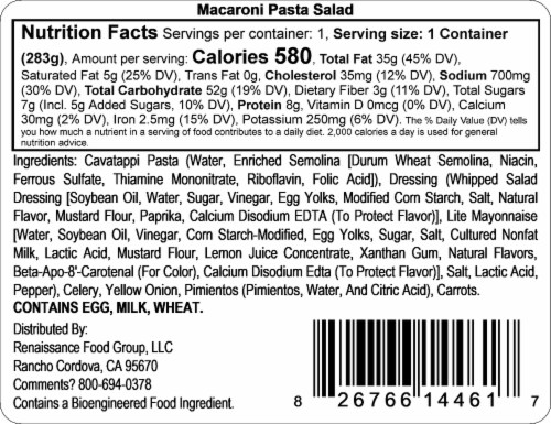 Fresh Macaroni Pasta Salad Perspective: back