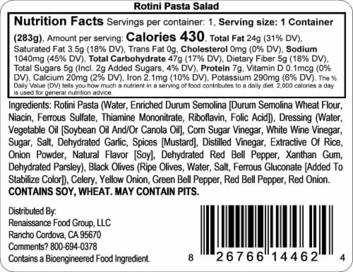 Fresh Rotini Pasta Salad Perspective: back