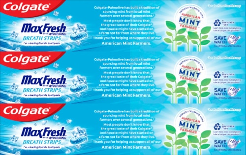 Colgate® Max Fresh® with Whitening Breath Strips Cool Mint Flavor Toothpaste Perspective: back