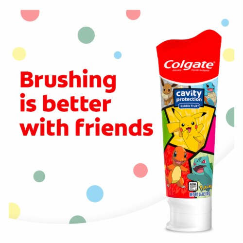 Colgate Pokemon Toothpaste for Kids with Bubble Fruit Flavor Perspective: back