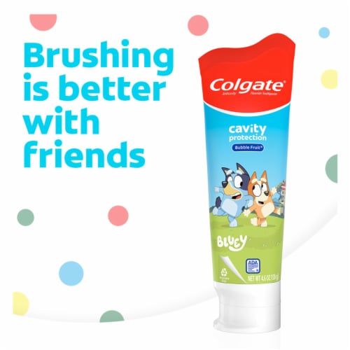 Colgate Bluey Kids Toothpaste for Kids with Bubble Fruit Flavor Perspective: back