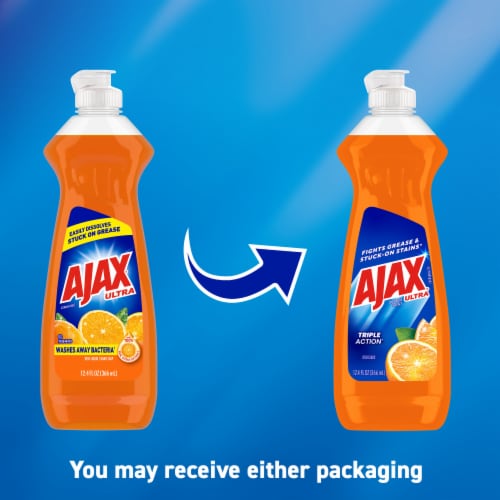 Ajax Ultra Triple Action Orange Dishwashing Liquid Dish Soap Perspective: back