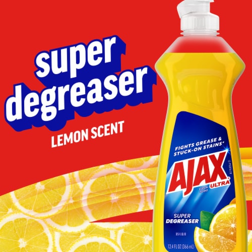Ajax Ultra Super Degreaser Lemon Scent Liquid Dish Soap Perspective: back
