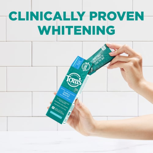 Tom’s of Maine Simply White Toothpaste Anti-Cavity with Fluoride in Clean Mint Perspective: back