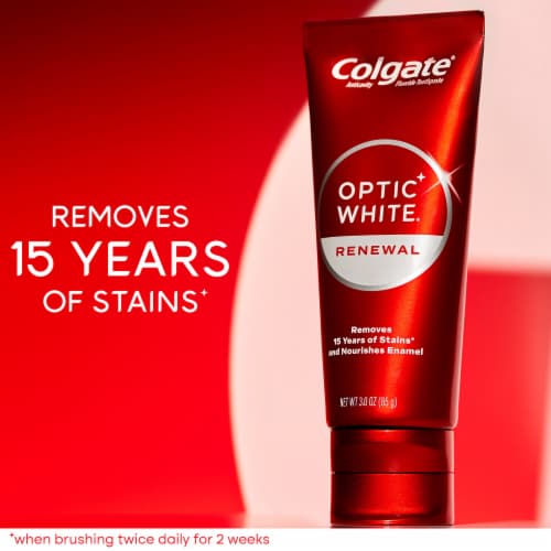 Colgate Optic White Renewal Whitening Toothpaste Brilliant Shine Perspective: back