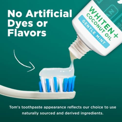 Tom’s of Maine Whiten Plus Coconut Oil Fluoride Free Toothpaste with Gentle Mint Flavor Perspective: back