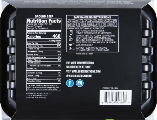 wahlburgers American Style Kobe Blend Beef Patties Perspective: back
