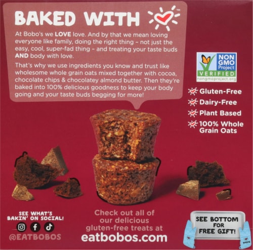Bobo's Oat Bars - Oat Bite Chocolate Almond Brownie 5/1.3 oz - Pack of 6 Perspective: back