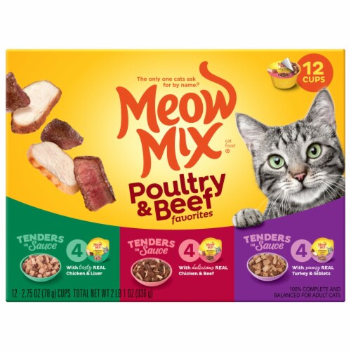 Meow Mix Poultry & Beef Favorites Cat Food Variety Pack, 2.75 oz