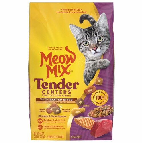 Meow Mix Tender Centers Dry Cat Food with Basted Bites, Chicken & Tuna Flavors Perspective: back