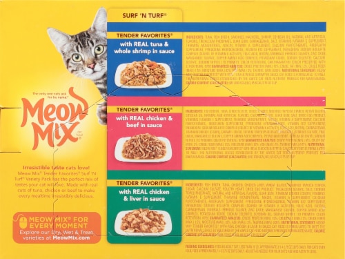 Meow Mix Cat Food, Tenders in Sauce, with Real Tuna & Whole Shrimp