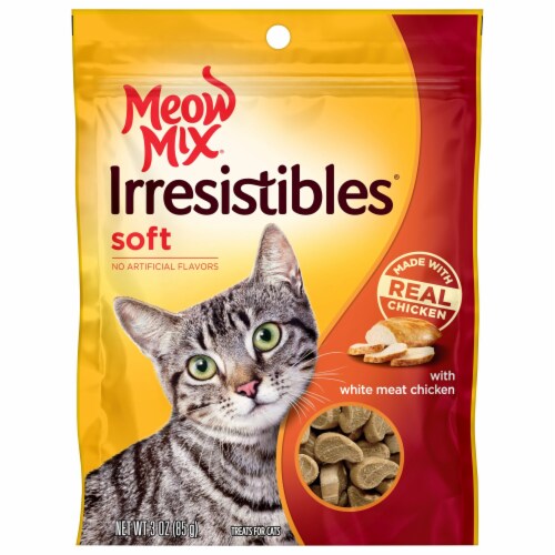 Meow Mix Irresistibles, Soft Cat Treats With White Meat Chicken Perspective: back