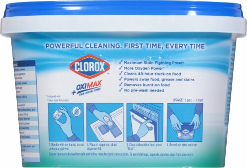 Clorox™ OxiMax Crisp Lemon Dishwasher Detergent Pacs Perspective: back