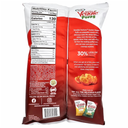 Sensible Portions® Garden Veggie™ Screamin' Hot Baked Corn Puffs Perspective: back