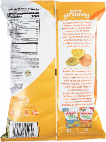 Sensible Portions® Garden Veggie™ Cheddar Sour Cream Wavy Chips Perspective: back