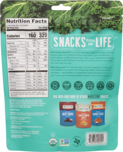 Rhythm Organic Kool Ranch Kale Chips Perspective: back