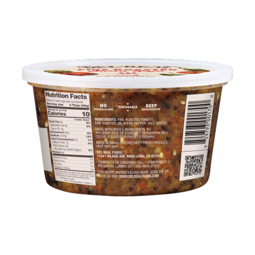 Del Real™ Foods Fire Roasted Red Salsa Perspective: back