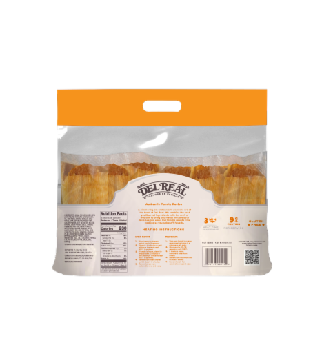 Del Real® Foods Chicken Tamales in Red Sauce Perspective: back