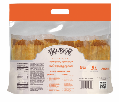 Del Real Foods Chicken and Cheese Tamales Perspective: back