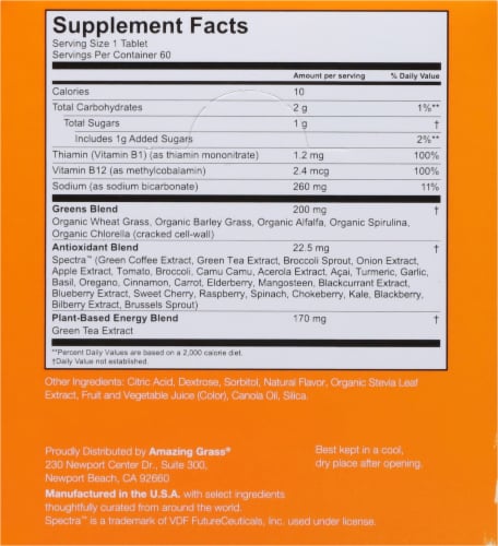 Amazing Grass Green Superfood Energy Tropical Effervescent Greens Perspective: back