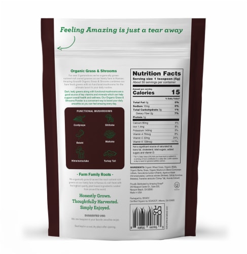 Amazing Grass® Organic Grass & Shrooms Powder Perspective: back