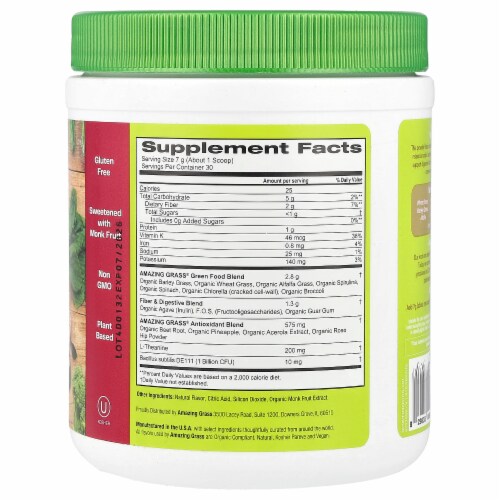 Amazing Grass® Greens Blend Mood Passion Fruit Citrus Dietary Supplement Perspective: back