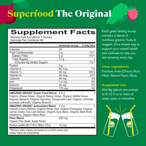 Amazing Grass Green SuperFood® Drink Powder Original Perspective: back