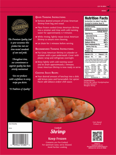 Great American Cooked & Peeled Tail-on White Shrimp Perspective: back