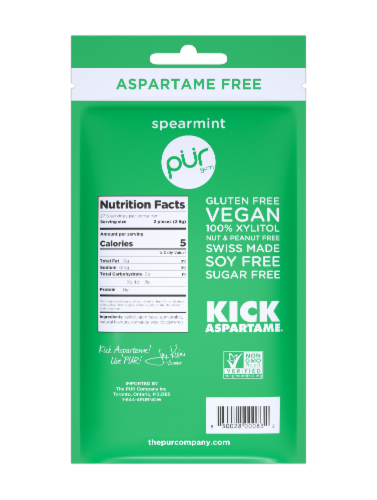 Pur® Aspartame Free Spearmint Gum Perspective: back