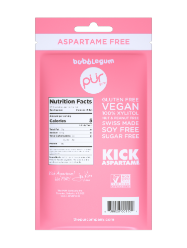 PUR® Gum Aspartame Free Bubblegum Perspective: back
