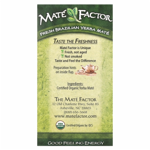 Mate Factor Organic Yerba Mate Fresh Green 24 Tea Bags - 2.96 oz (84 g) Perspective: back