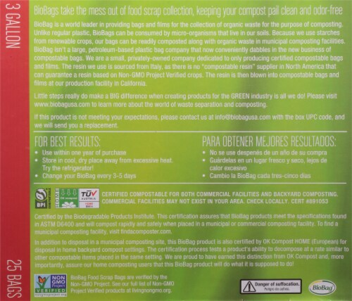 Biobag Compostable Food Waste Bags Perspective: back