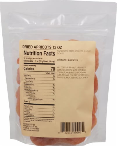 Nature's Eats Dried Apricots Perspective: back