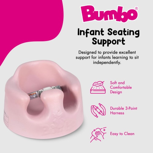 Bumbo Baby Infant Soft Foam Wide Floor Seat with Adjustable Harness, Cradle Pink Perspective: back